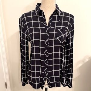 RENEE C Navy Windowpane Blouse